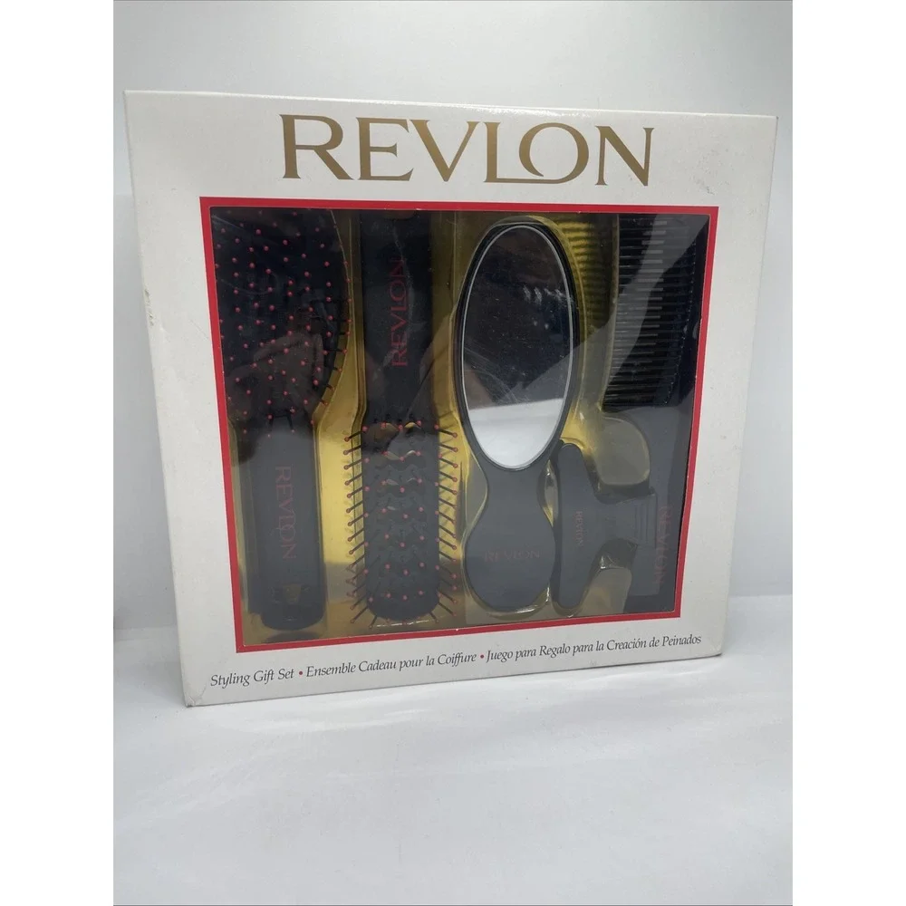 Vintage 1999 Revlon 5 Piece Brush Comb‎ Mirror Gift Set NOS NIB RV-3569B